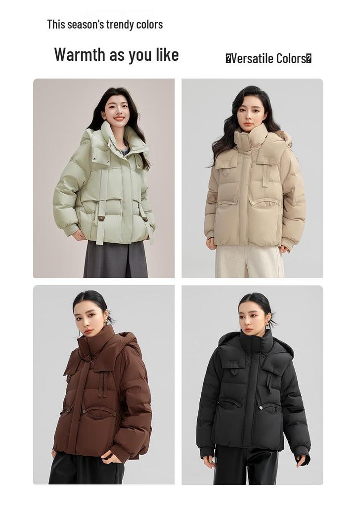 Yaya 2025 Women's Winter Hooded Down Jacket - Short, Thick, High Gram Weight, Fashionable, Warm Outerwear