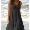 Women's Summer Dresses Clothes Casual Sleeveless Dress Loose Tank Top Dresses Solid Color A-line Dress Off Shoulder Dresss Beach Wear Dresses