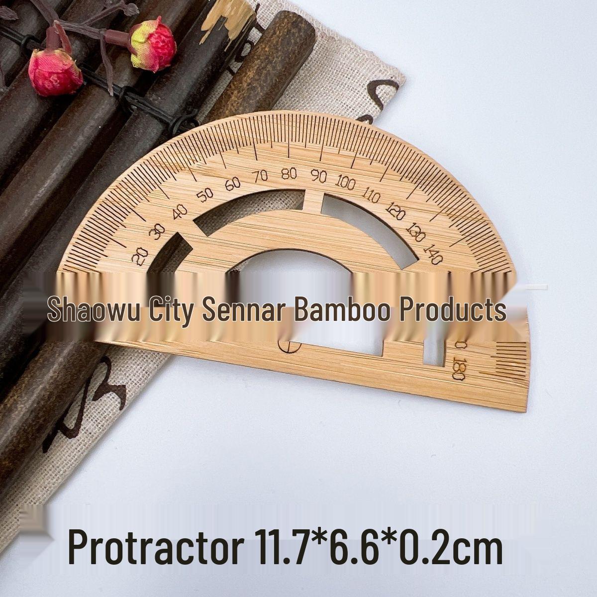 

Bamboo Student Geometry Set: Includes Engraved Logo Set Square, Ruler, and Straight Ruler. A Cultural and Creative Chinese-Style Stationery Gift.