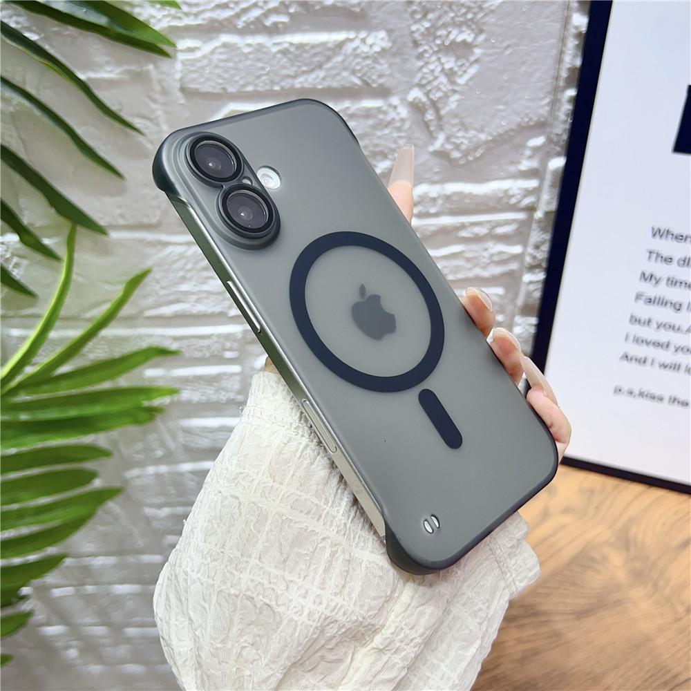 

Frameless Slim For Magsafe Frosted Matte Case For iPhone 16 15 14 Plus 13 12 11 Pro Max PC Magnetic Transparent Lens Glass Cover For iPhone 16