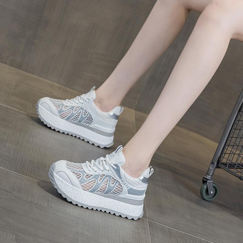 Little white shoes heightening women's shoes 2025 casual fashion versatile Korean version thick-soled breathable mesh dad shoes women's shoes