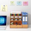 Desk Organizer A4 Paper Books Multi-functional Slanted Storage Box With Compartments Wooden Desktop Stationery Holder