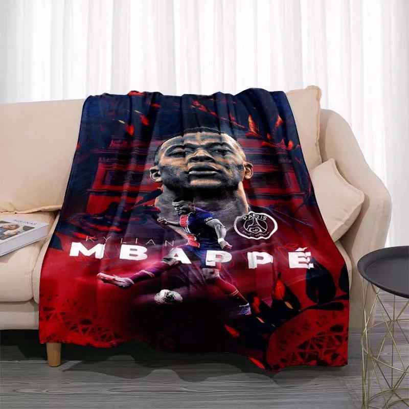 Kylian Mbappé Musterdecke Modische Flanell Atmungsaktive Warme Überwurfdecke Bett Bett Sofa Decke Reise Weicher Überwurf Kreatives Geschenk