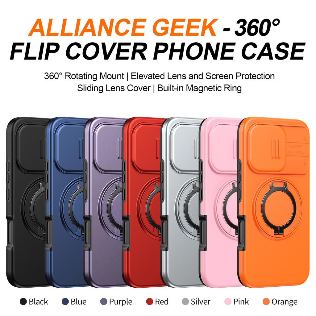 Sliding Camera Lens Protection Armor Case For Honor 600 Lite LNA-NX1 Metal Ring Stand TPU Frame Hard Plastic Phone Cover Fundas