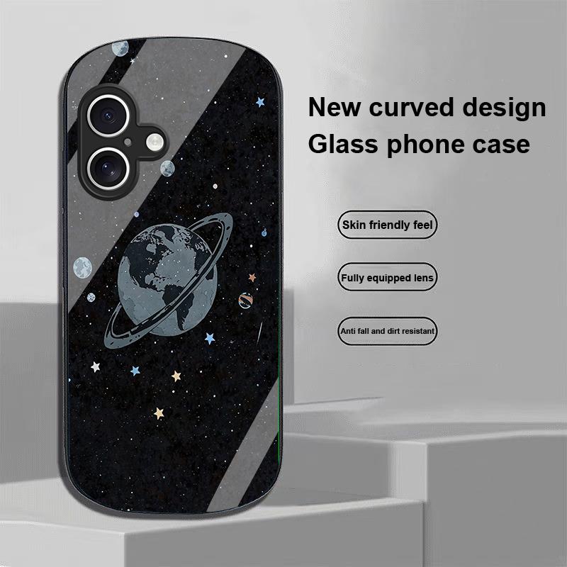 Astronaut Planet For Apple IPhone 16 11 13 15 14 Pro Max 12 Mini 7 8 Plus XR X XS Elliptical Shaped Tempered Glass Phone Case