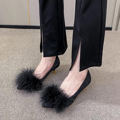 Fashion Elegant and Sweet Fluffy Pointy Toe Pumps Women's Beige Fairy Style Party Wedding Shoes Fashion Sexy Fashion Shoes 2024