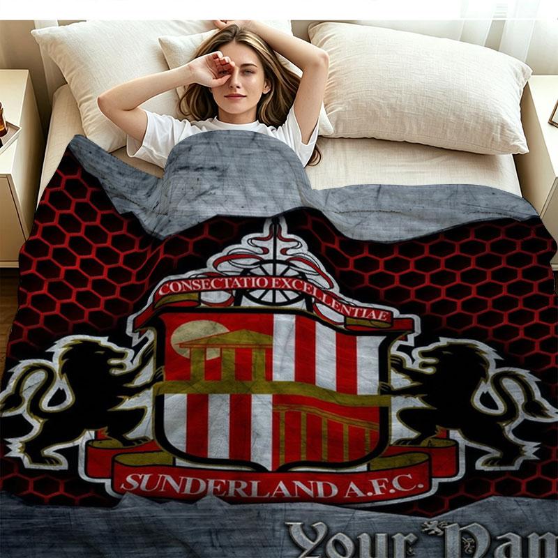 1PC Sunderland A.F Custom Name Patterned Flannel Blanket Suitable For All Seasons for Home Decor Warmth and Comfort Gifts Holiday Present