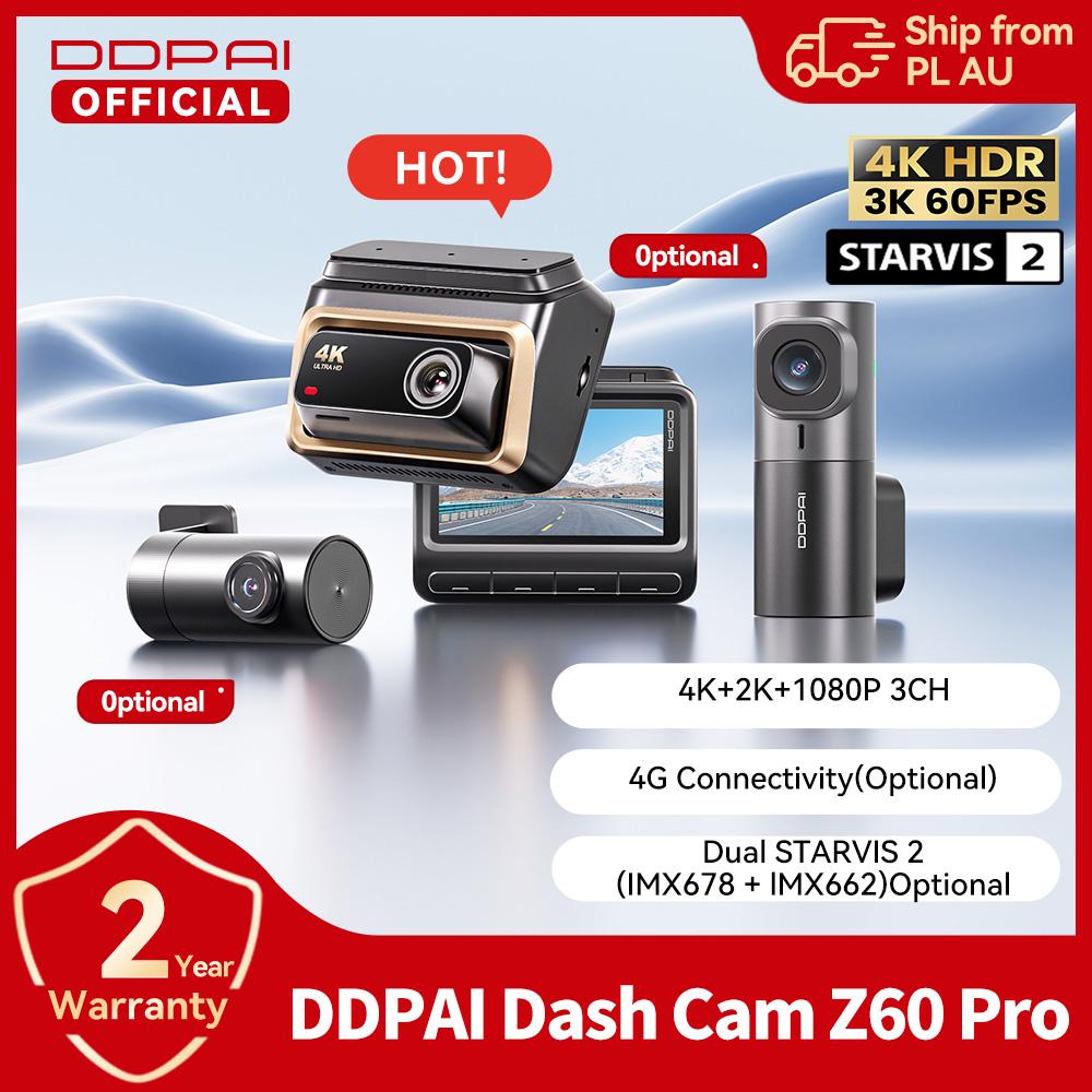 DDPAI 4K Autokamera Z60 Pro Podpora HDR Přední a Zadní Vnitřní Kamera do Auta SONY STARVIS2 678 Senzor 5GHz Wi-Fi GPS ADAS 4G Autokamera