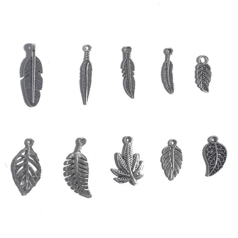 Handmade Antique Silver Leaf Jewelry Accessories for DIY Bracelets and Necklaces.