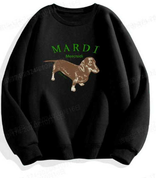 Korean Dachshund Print Sweatshirt 2024: Unisex Round Neck 320g Cotton, Kim Go-eun Inspired