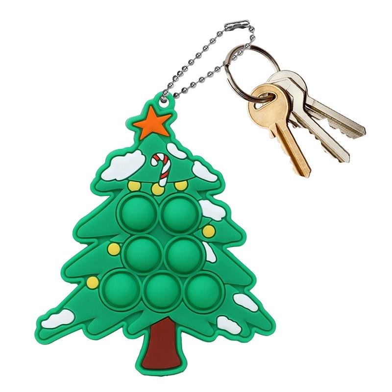 1-5Pcs Christmas Theme Pop Keychain Silicone Bubble Pendant Xmas Tree Ornaments Kids New Year Party Gift Favors Squeeze Keychain
