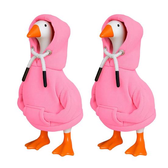 2Pcs Mini Goose Hoodie 7 Inch Desk Goose Outfit Tabletop Goose Statue Costume for Magnetic Goose Figurine Key Holder Table Decor