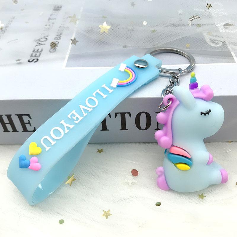 Cartoon Cute Unicorn Rainbow Rope Keychain Girl Ins Couple Car Bag Pendant Creative Pendant