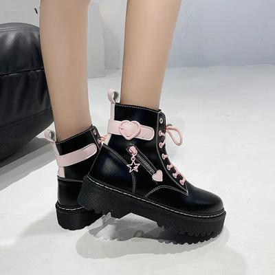 Feiern Sie 2025 Herbst Winter Neue Stiefel Damen Schwarz Plateau Niedlich Rosa High-Top Lolita Stiefel Studentin Kawaii Japanische Schuhe