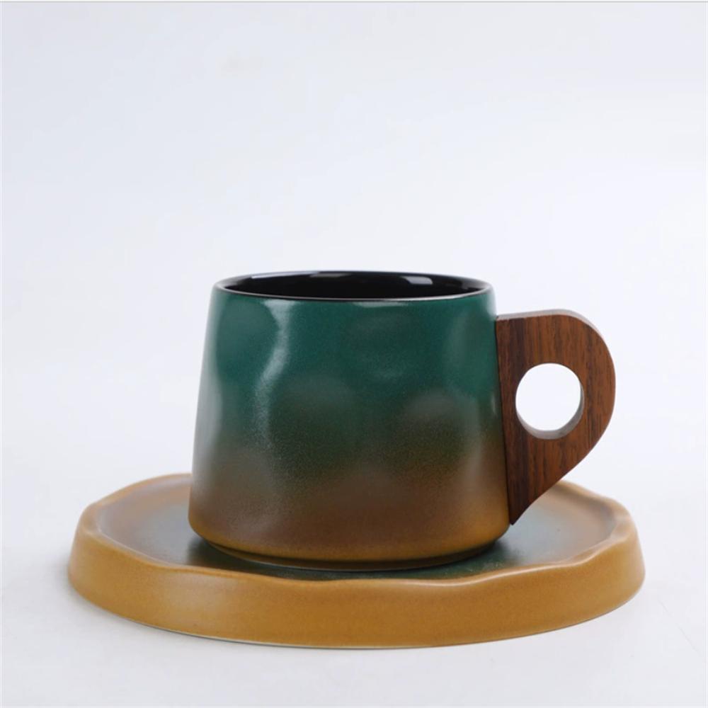 1X Japanese Style Creative Retro Ceramic Coffee Cup Mugs Saucer Set Tea Coarse Coffee Milk Cups Mug