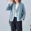 Blazer Outerwear in Cotone e Lino da Donna Coreano Femminile Corto a Manica Lunga Giacca Suit Primavera Autunno Donna Vestibilità Larga Blazer Giacca