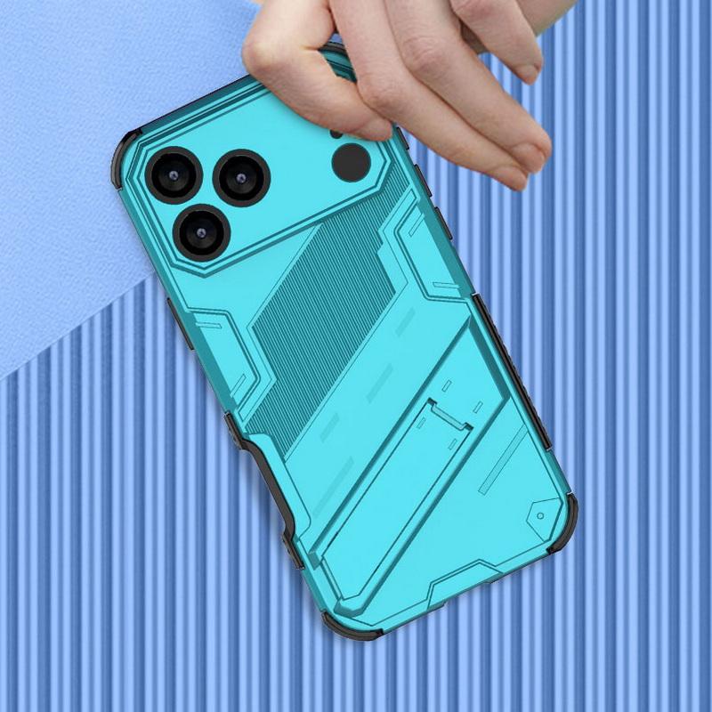 Shockproof Armor Stand Case For iPhone 17 Pro Max Coque iPhone 16 15 14 13 Pro Max Hybrid TPU+PC Hidden Phone Holder Cover