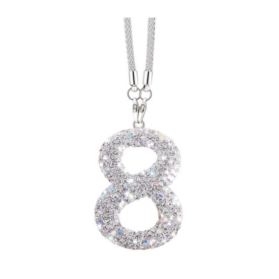 Bling Car Rear View Mirror Accessories Rhinestone Numbers Hanging Ornament 0-10 Automotive Interior Pendant for Women