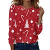 Dámská móda Ležérní Vánoční potisk Kulatý výstřih Dlouhý rukáv Pulovr Top