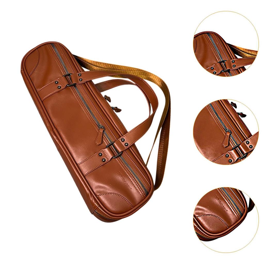 Flute Case Carrying Bag Flute Gig Bag PU Leather Canvas Orchestra Instrument Plush Lining Adjustable Strap for Travel Gifts