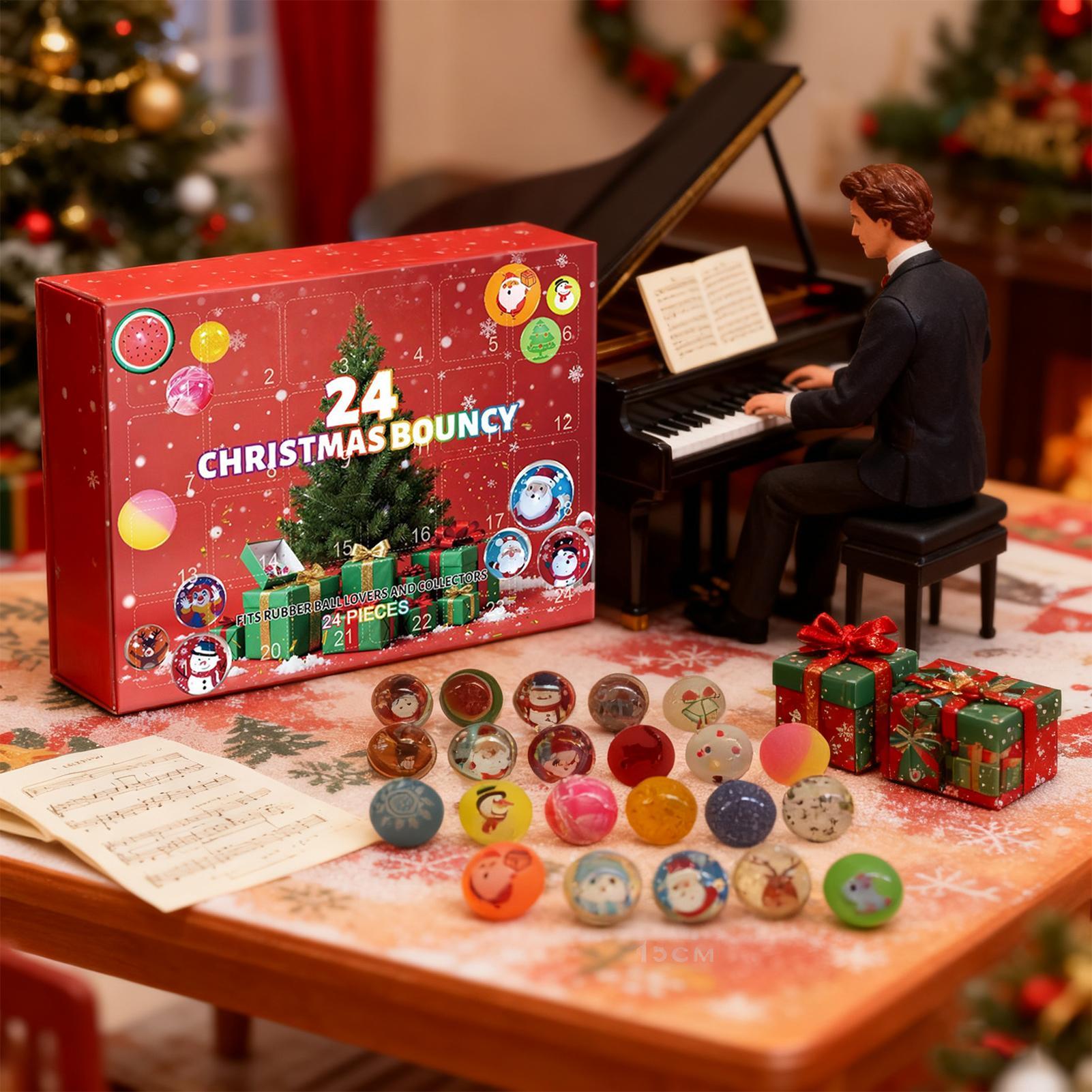 

Bouncy Balls Christmas Advent 2025 24 Days Ball Toys Holiday Countdown Calendar For Stress Relief Boys Girls Home Festival 21x16x5cm