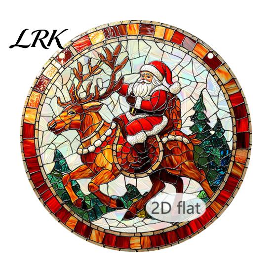 Decorative Chains for Hanging Ornaments Christmas Acrylic Window Decor, 2D Holographic Stained Glass Art Indoor Festive Atmosphere Decor Ornament with