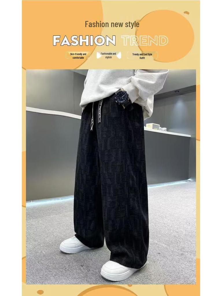 Boys' Fleece-Lined Corduroy Pants: Autumn/Winter 2025 Collection, Thickened One-Piece Casual Wear.