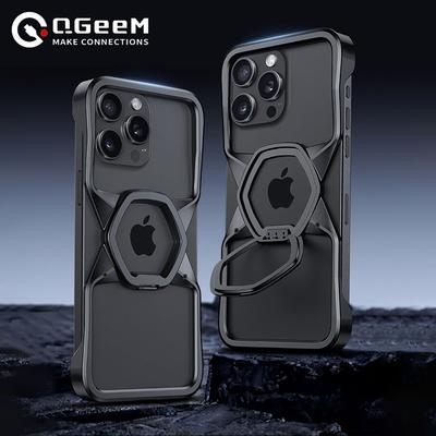 Luxury Aluminum Alloy Magnetic Shockproof Phone Case For iPhone 14 15 16 Pro Max Metal Stand Magsafe Shell For iPhone 15Pro 14ProMax