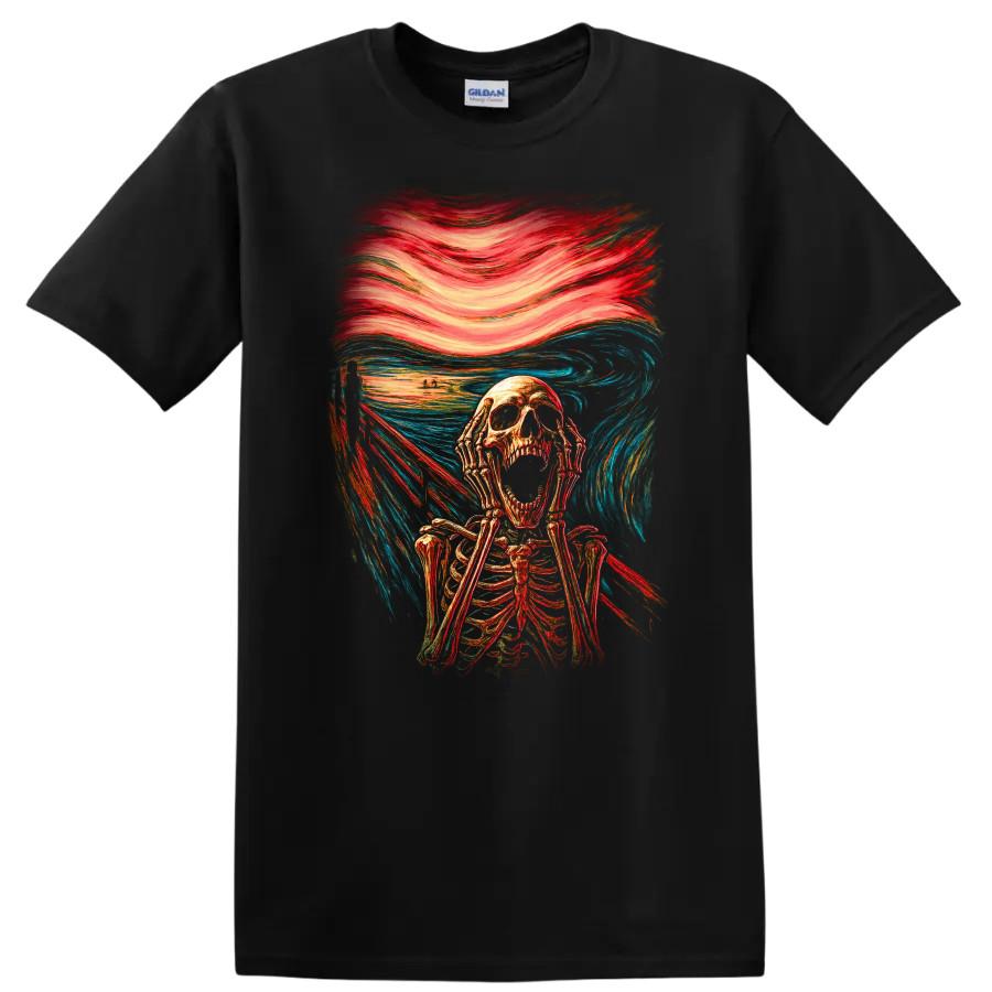 Skeleton Scream T Shirt Horror Art Design Graphic Tee Perfect for Halloween