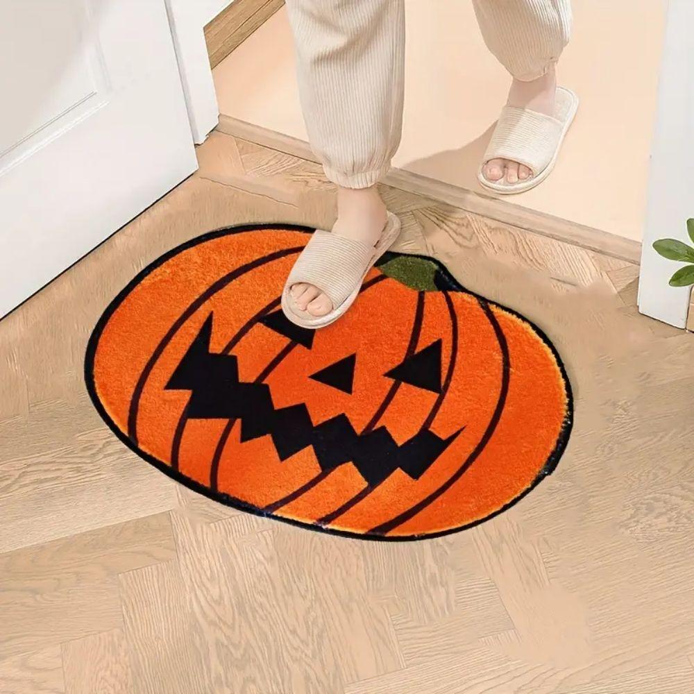 VIKAMA Halloween Pumpkin Rug Soft and Comfortable Bathroom Floor Mat Entrance Welcome Door Mat Festival Home Decoration
