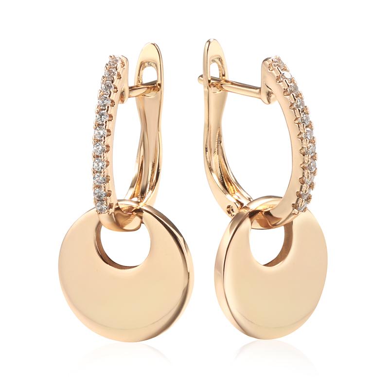 

Глянцевый золотой цвет круглый кулон полный циркон серьги для девочек вечерние повседневные индивидуальные украшения