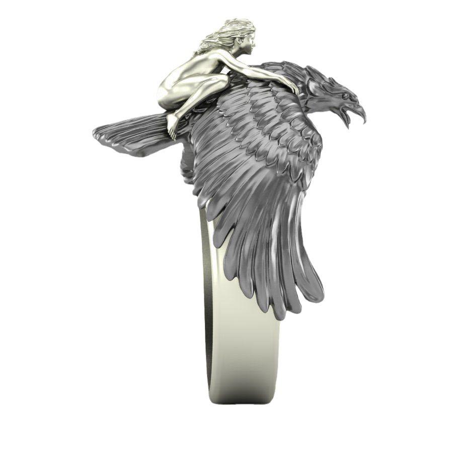 Jewelry Golden Girl Ring Flying On An Eagle Fashion Creative Ring
