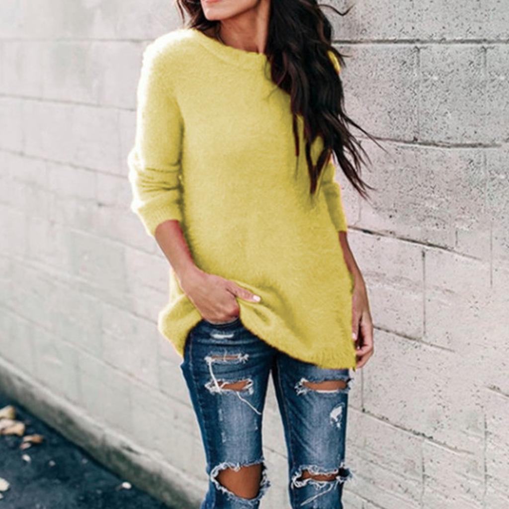 Dámský módní top s dlouhým rukávem v jednobarevné variantě