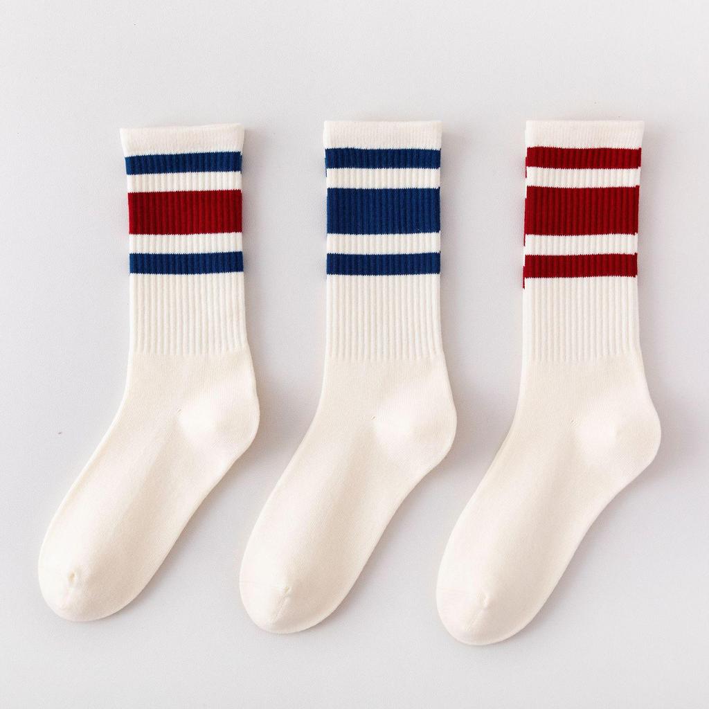 Cityboy West Coast Striped Skateboard Mid-Calf Socks for Men & Women - Trendy Workwear Style Cotton Socks