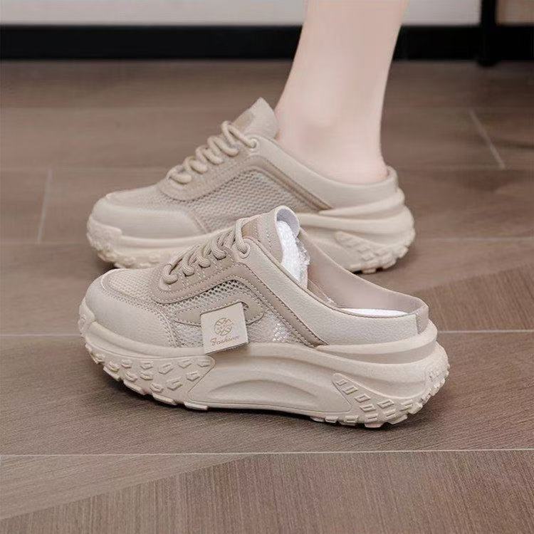 2025 spring and summer new one-pedal slippers women's outer wear ins trendy thick-soled sandals retro casual half-drag women's shoes
