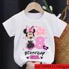 Minnie Mouse Disney T-shirt Kids Number T-shirts Cute Cartoon Base Tee White Pink Summer Soft Short-Sleeve Clothes Birthday Gift