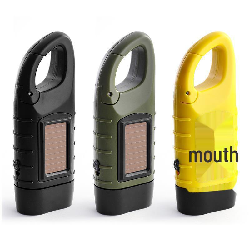 Portable Multi-Function Solar-Powered LED Emergency Flashlight with Hand Crank
