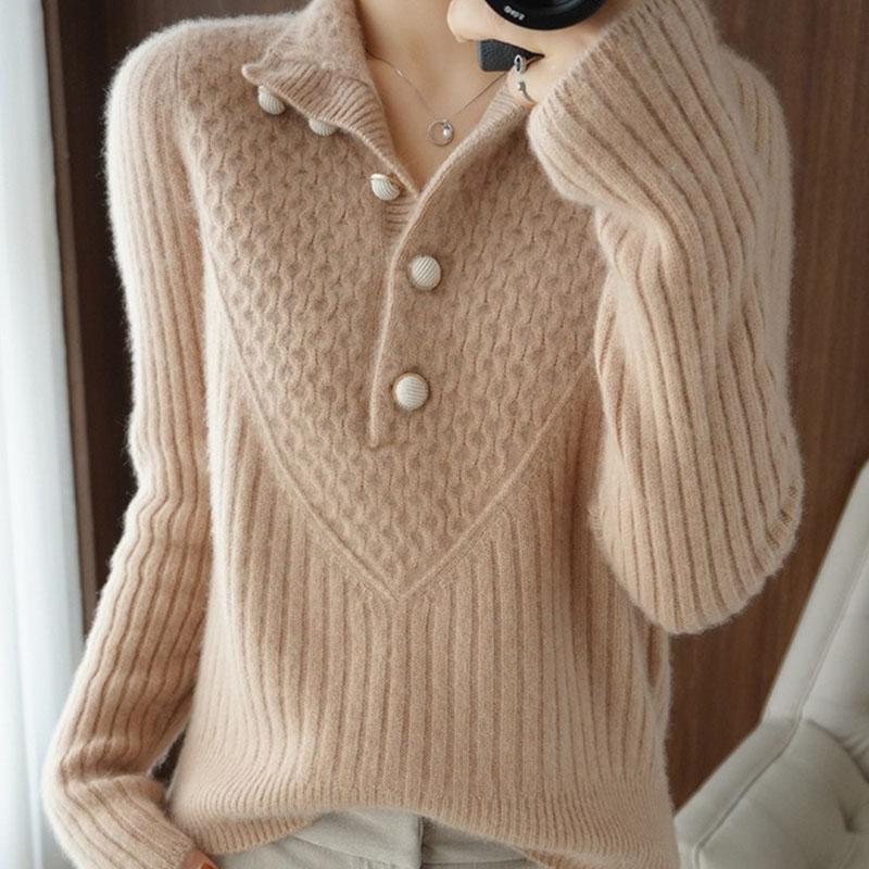 

Женский осенне-зимний свитер, утолщенный, теплый вязаный эластичный с длинным рукавом оверсайз топ XXXL коричневый