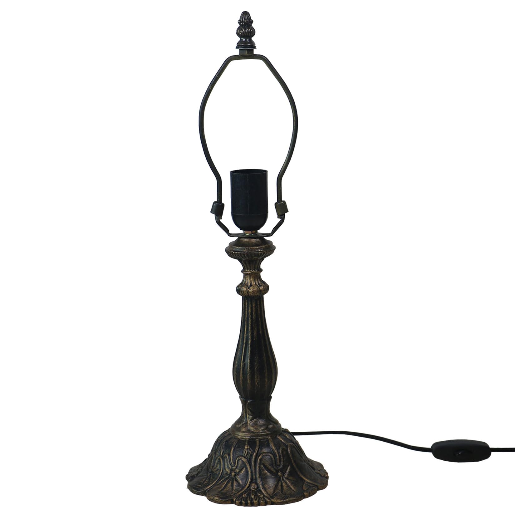 

Espod Table Lamp Base Replacement, 19-Inch Tiffany Desk Light Only, Lotus Base Bronze, 12-Inch Tiffany-Style Stained Glass Lampshade, Resin