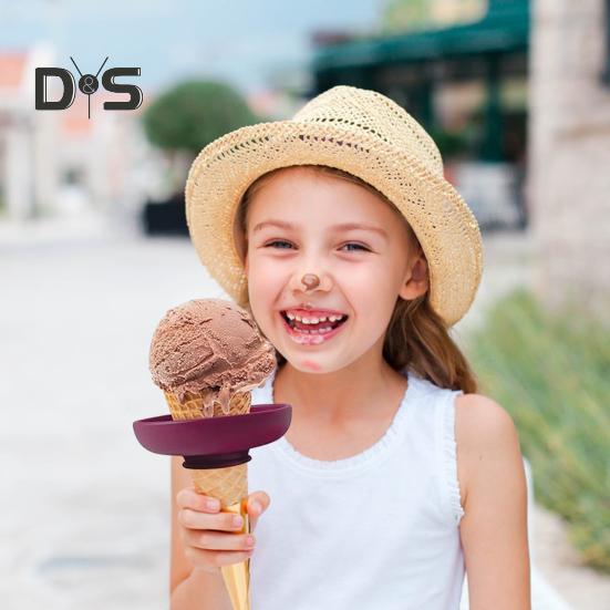 4Pcs Kids Popsicle Holders with Drip Catcher Ice Cream Stand with Dual Functional Design Easy To Clean Silicone Holder for Summer And Birthday Parties