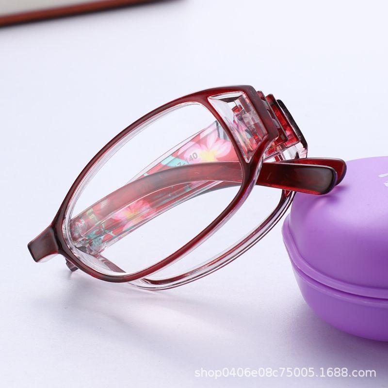 Premium folding reading glasses women's fashion ultra-light portable elderly old light glasses printing high definition anti-blue reading glasses