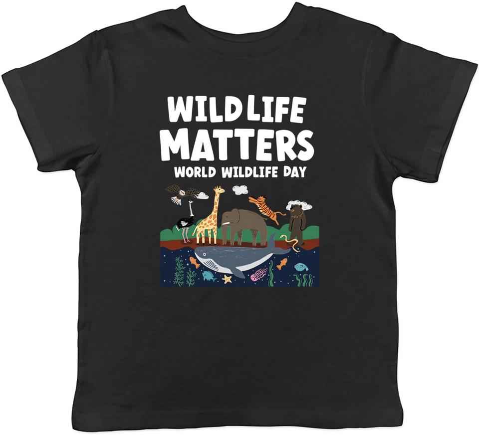 Wildlife Matters World Wildlife Day Kids T-Shirt Boys Girls Gift 100