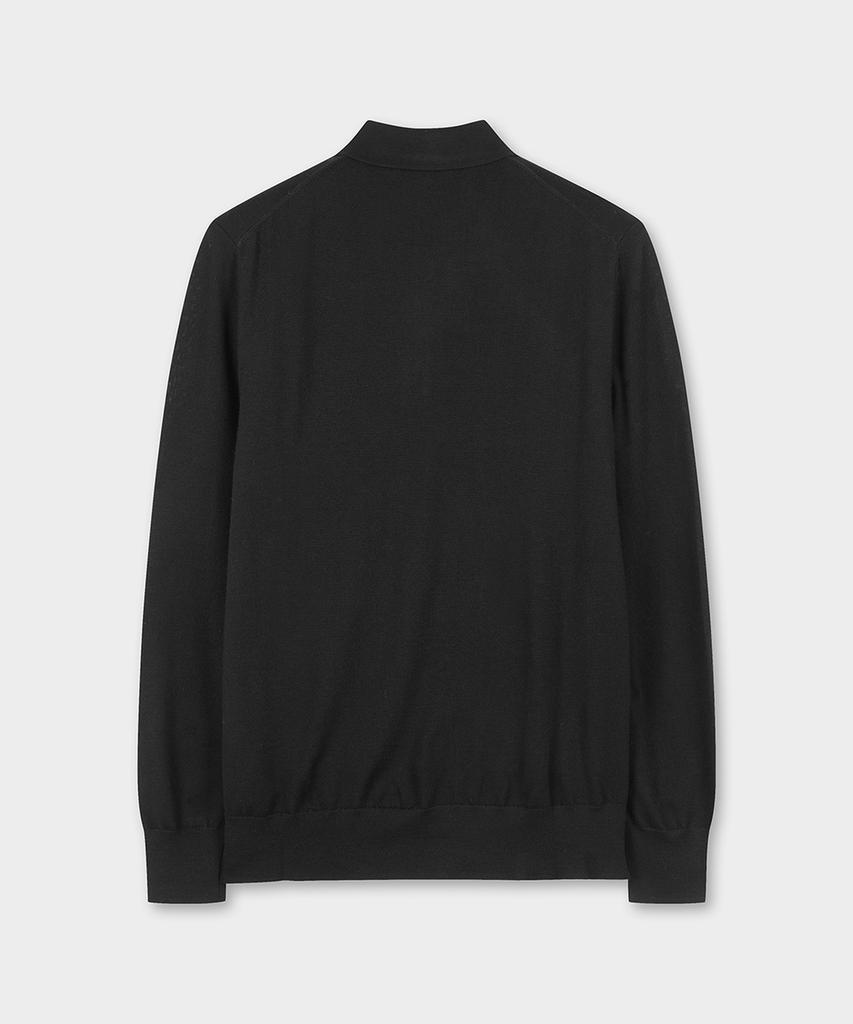 BROOKS BROTHERS Merino Wool Logo Polo Sweater (Black) (Bbwtmnf301)