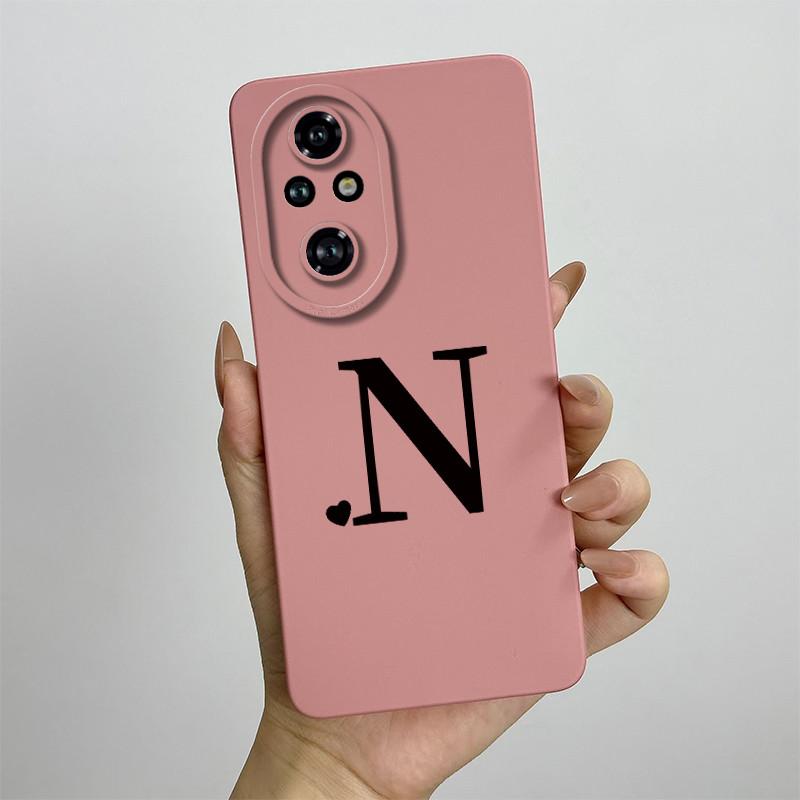 For Honor 200 Case Honor 200 Pro Phone Case Cute Initial Letters Square ShockProof Soft Silicone Back Cover Fundas Honor 200 Pro