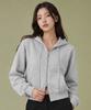Koleat Damen Crop Kapuzenpullover mit Zwei-Wege-Reißverschluss [Grau] Trainings-Sweatshirt Trainingsanzug Version