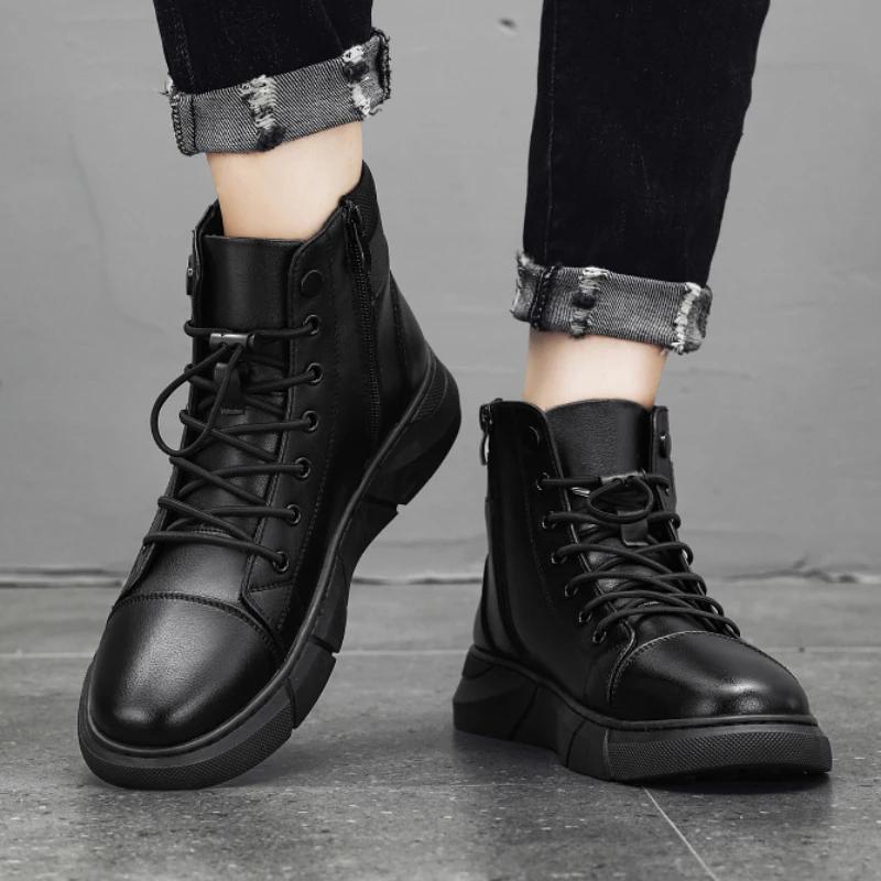 Mode Größe 48 Winter Klassische Stiefel für Männer Hohe Qualität PU Leder Stiefeletten Designer Boot Männer Frauen High Top Motorrad Schuhe botas