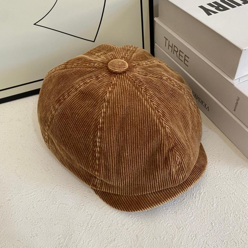 

JYL TS DIY Corduroy Octagonal Hat Women Vintage Wide Brim Painter Hat Corduroy 1222Mao12701 бордовий колір