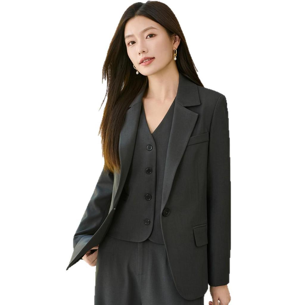 Chic Dark Gray Suit Jacket for Women - Autumn 2025 Collection