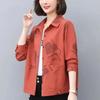Mom's Fashion Printed Shirt Women's Long Sleeve Loose Casual Blouse Outerwear for Spring and Autumn