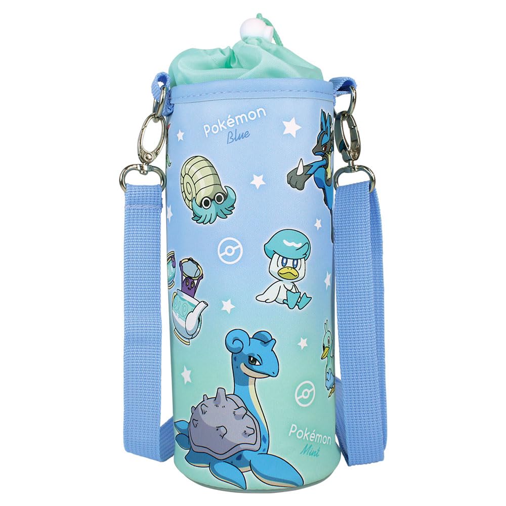 Tees Factory and Omanyte Plastic Bottle H205mm x Diameter Pokémon Lucario, Squass, Scorpion, Lapras, Cover, Large, Gradient/Blue & Mint, 90mm,